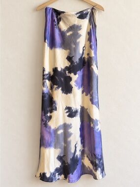 böhme Abstract Tie Dye Maxi Dress Purple & White